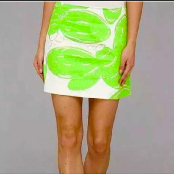 Lilly Pulitzer Tate Skirt Resort White Stinger Bee Gold Glitter Size 0 Green - Picture 11 of 12